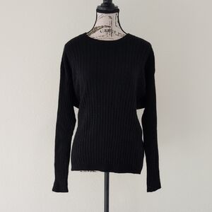 Eileen Fisher Black Ribbed Sweater 100% Cashmere
